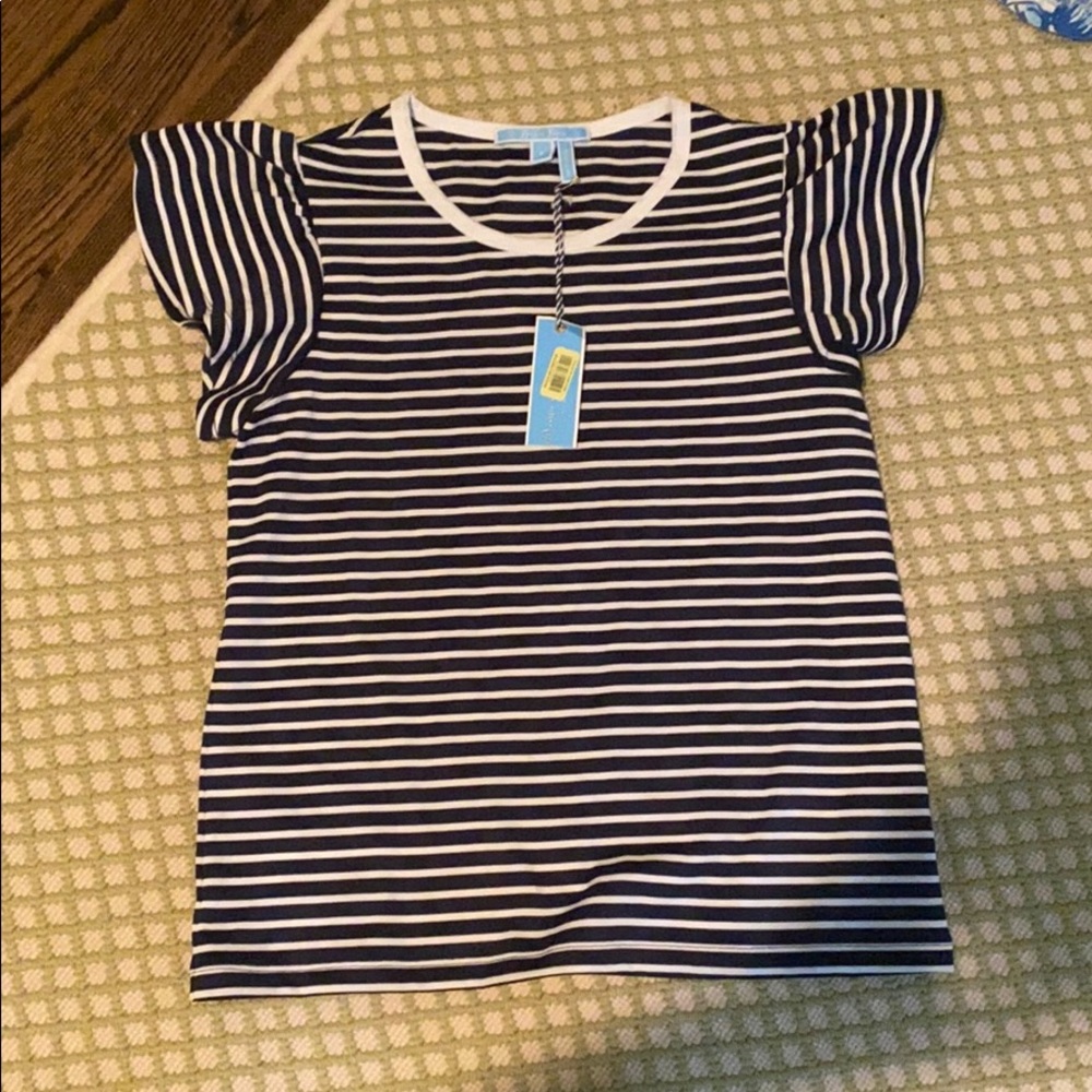 Striped Flutter Sleeve top
